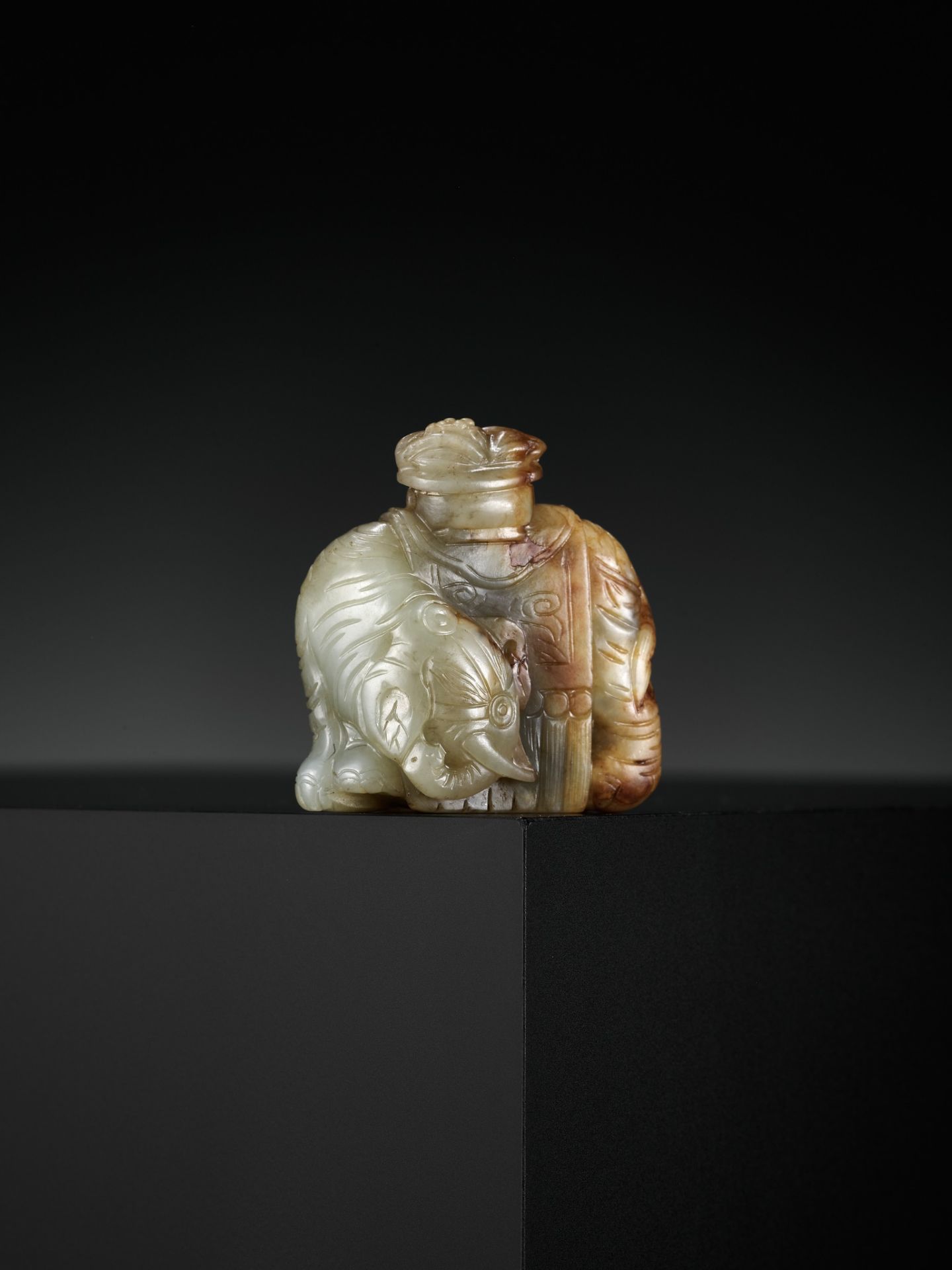 A CELADON AND RUSSET JADE OF AN ELEPHANT LADEN WITH AUSPICIOUS FRUIT, LATE MING TO MID-QING DYNASTY - Image 8 of 14