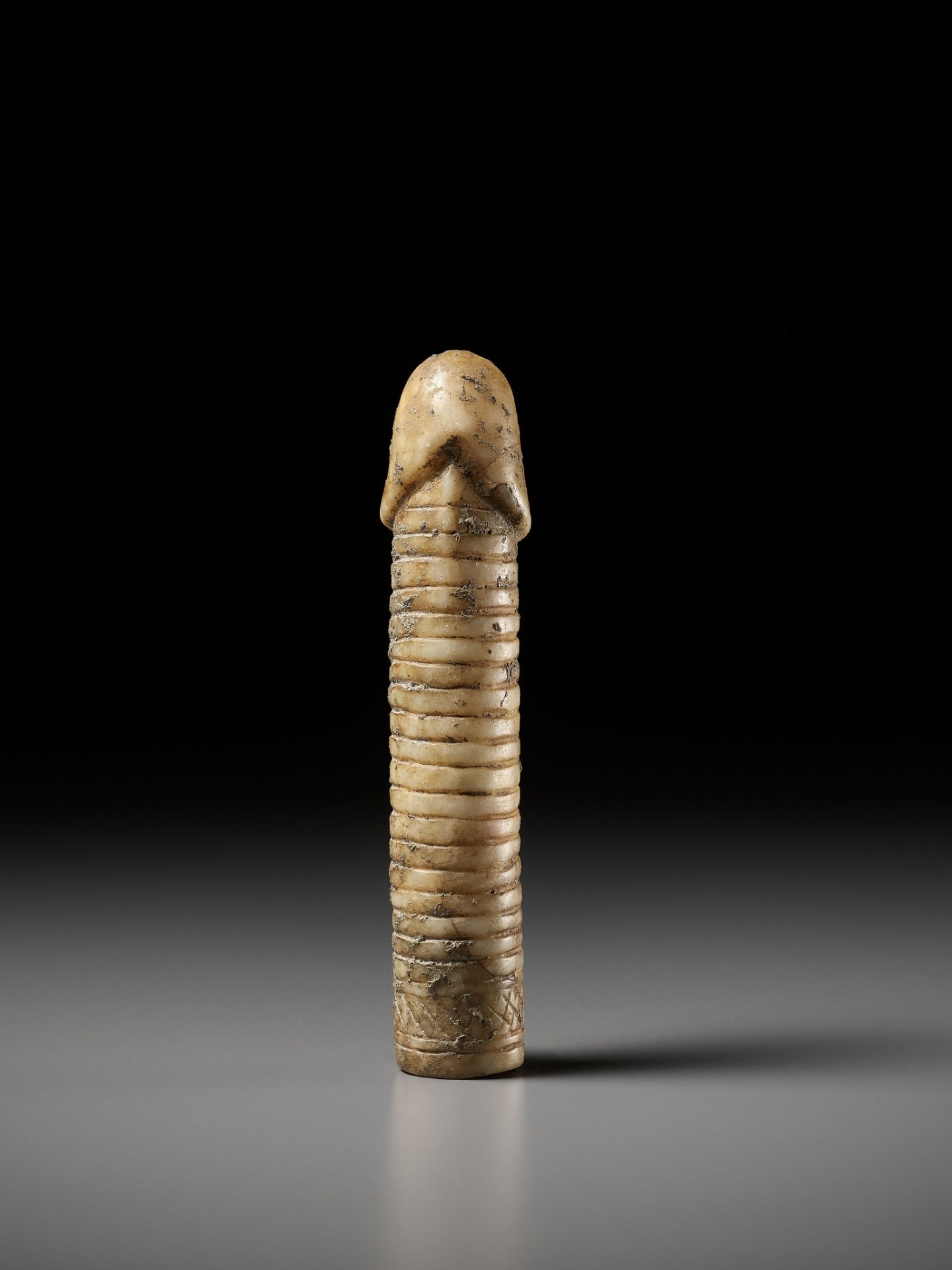 A RARE WHITE MARBLE CARVING OF A PHALLUS, WESTERN HAN DYNASTY - Image 3 of 11