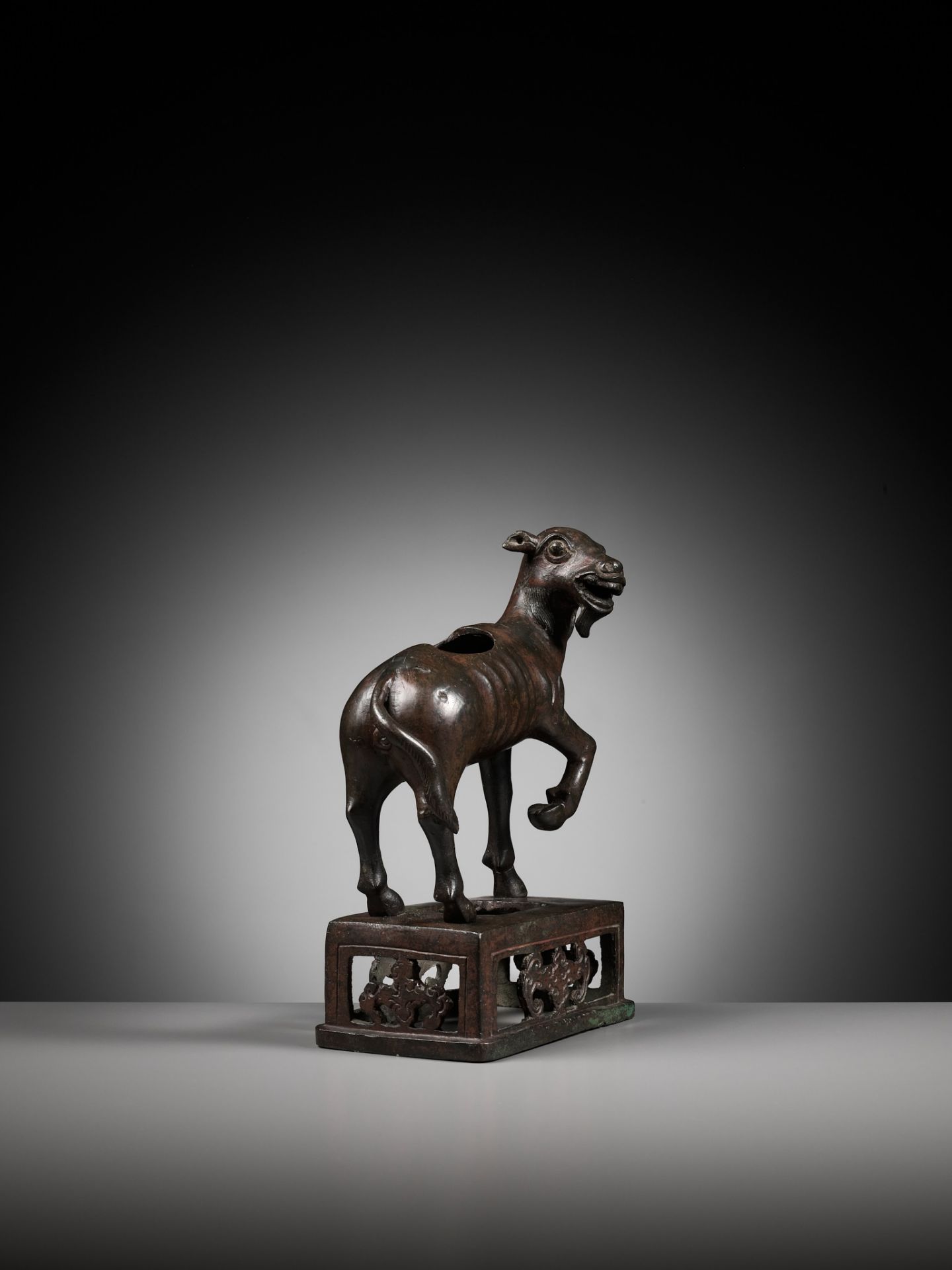 A BRONZE 'GOAT' CENSER, YUAN TO EARLY MING DYNASTY - Image 3 of 9