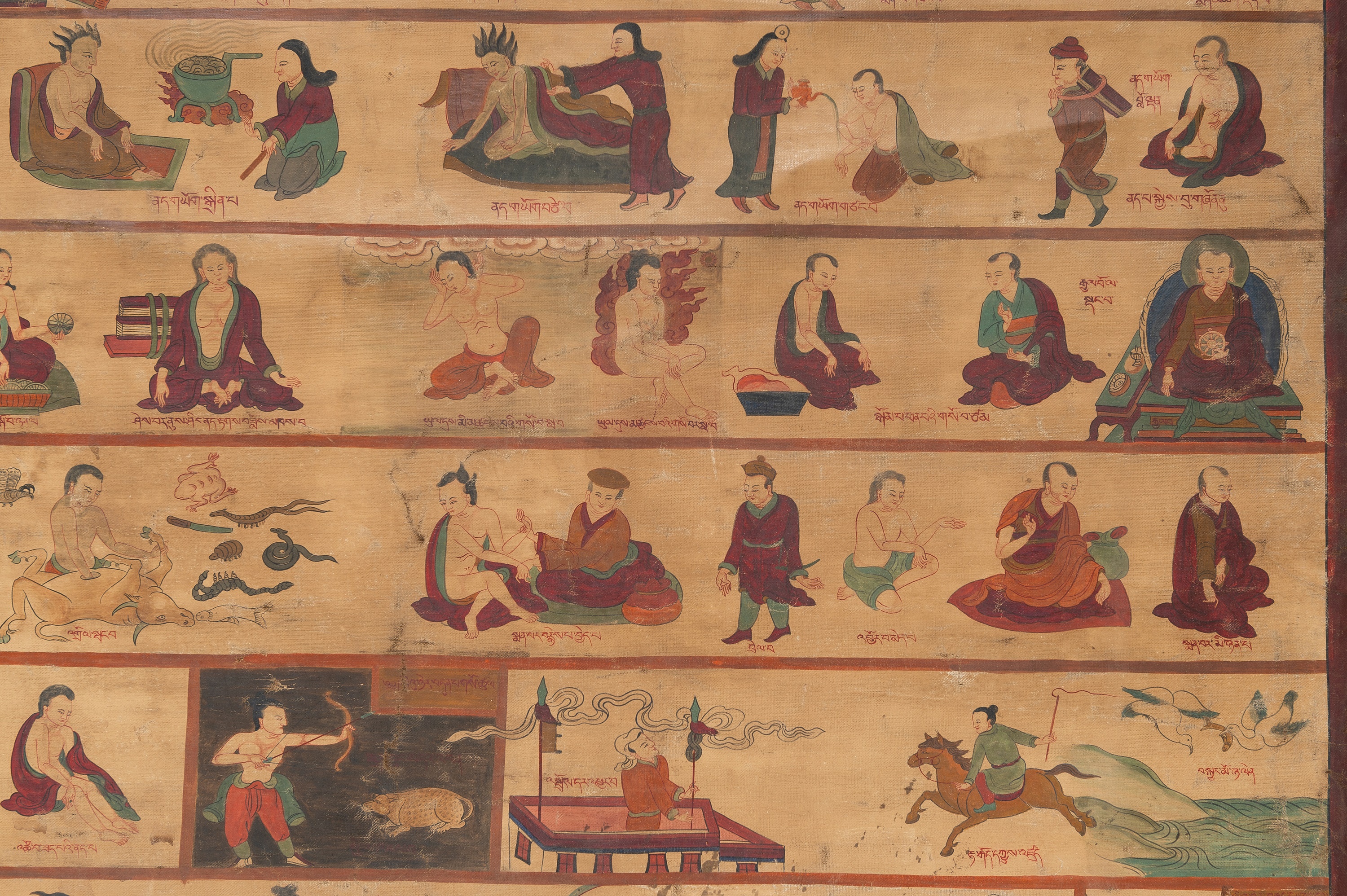 A TIBETAN PAINTING ILLLUSTRATING THE MEDICAL TREATISE THE BLUE BERYL, CHAPTERS 23-28 - Image 7 of 12