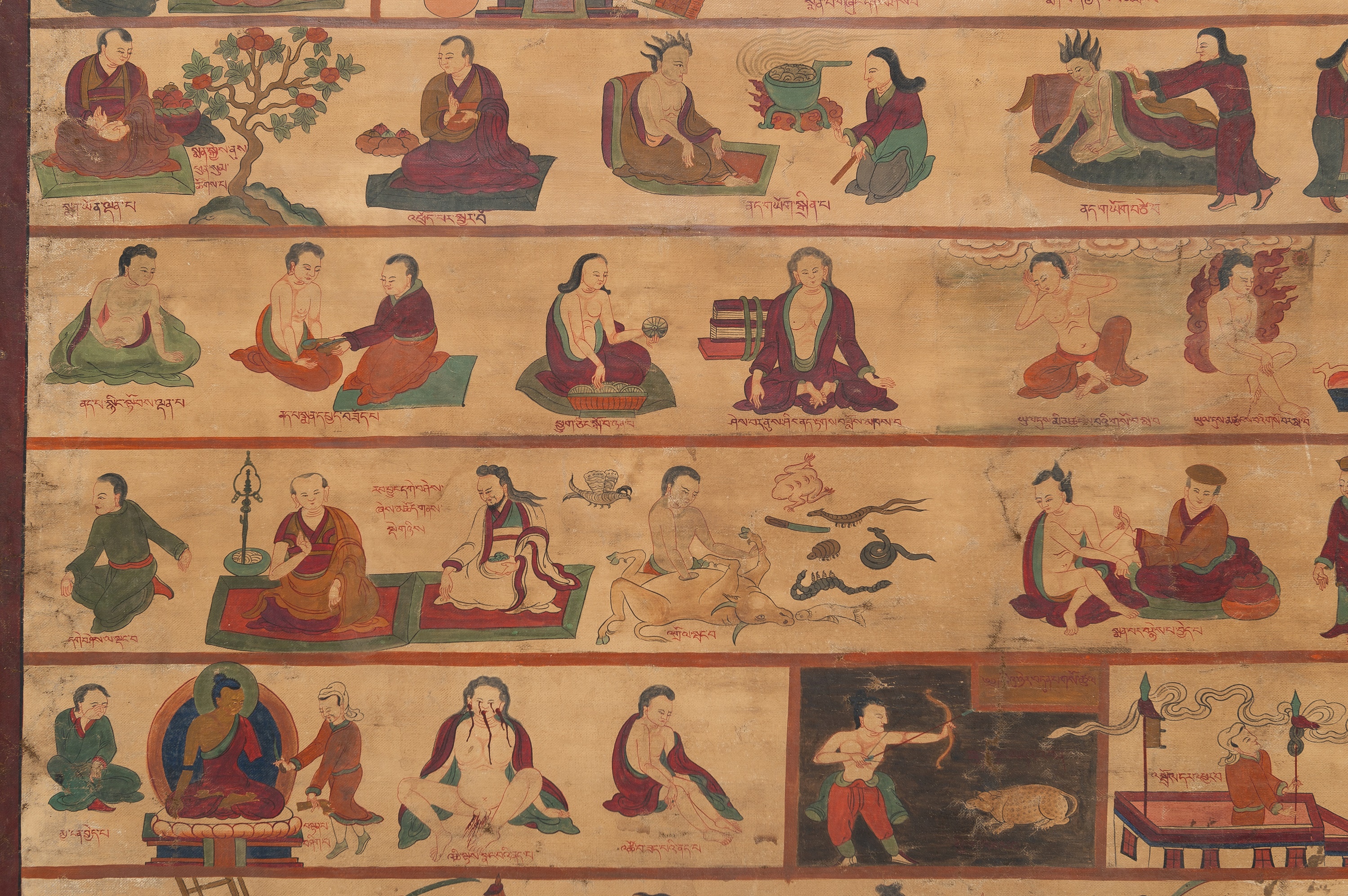 A TIBETAN PAINTING ILLLUSTRATING THE MEDICAL TREATISE THE BLUE BERYL, CHAPTERS 23-28 - Image 9 of 12