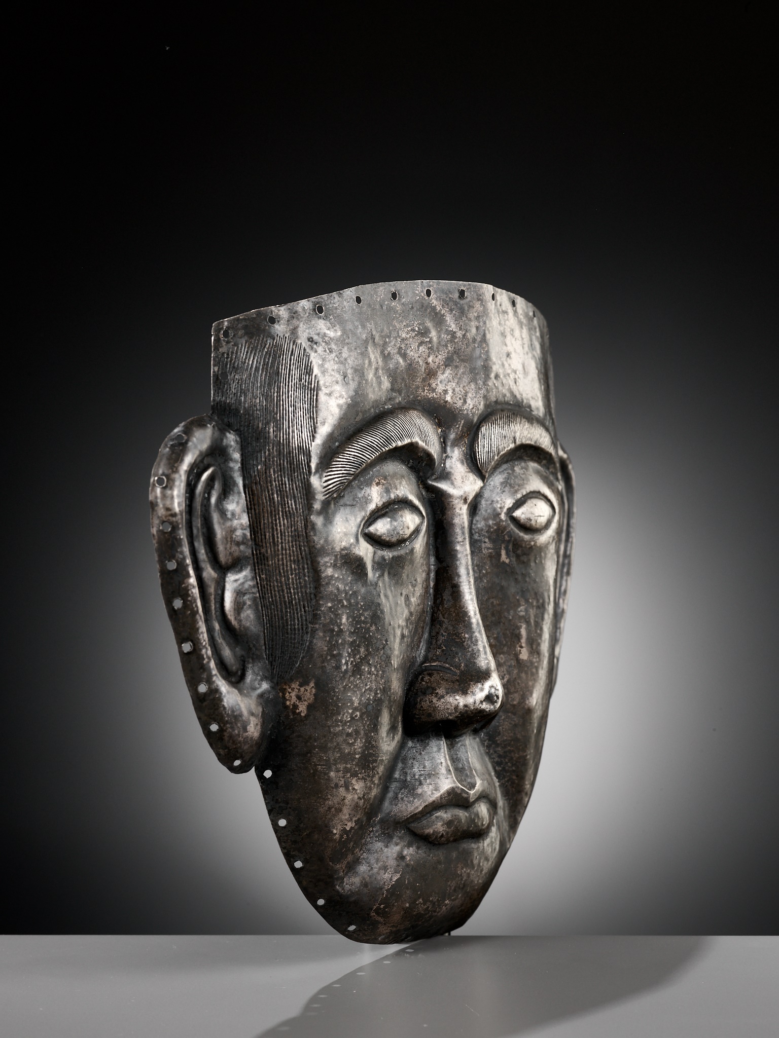 A SILVER FUNERARY MASK OF A NOBLEMAN, LIAO DYNASTY - Image 5 of 13