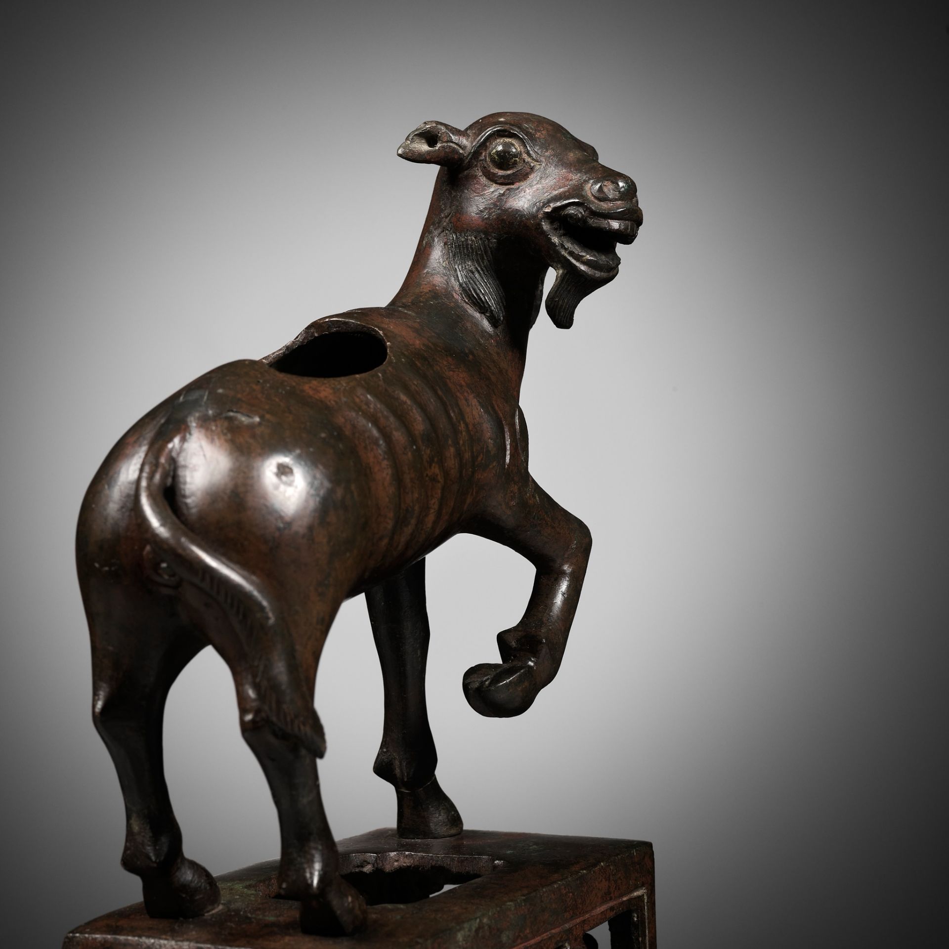 A BRONZE 'GOAT' CENSER, YUAN TO EARLY MING DYNASTY