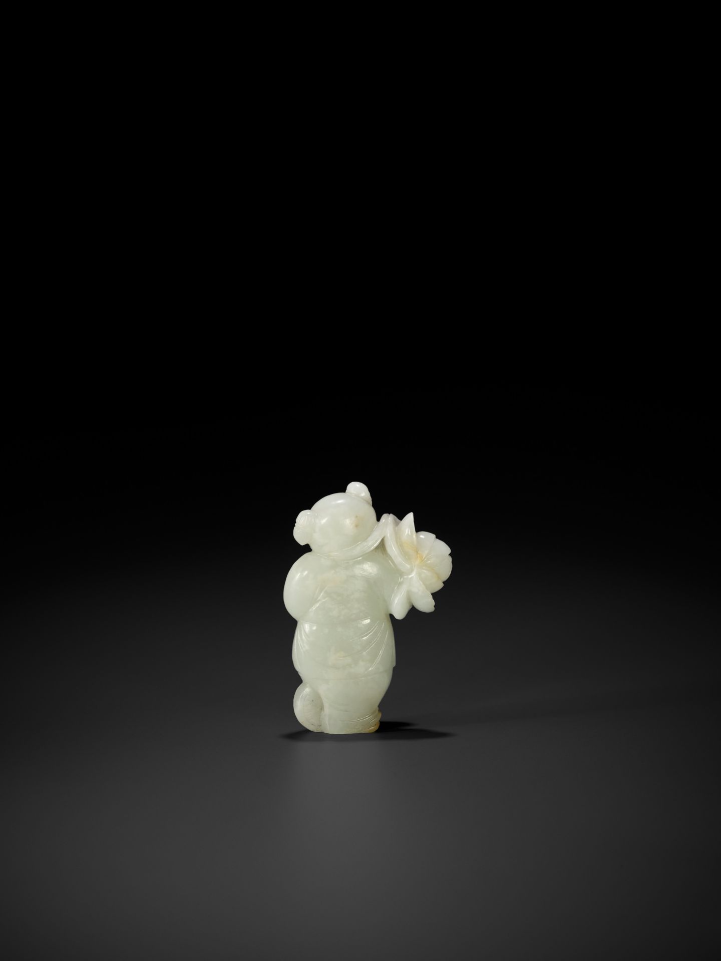 A PALE CELADON FIGURE OF A BOY WITH A HOBBY HORSE, 18TH CENTURY - Image 8 of 10