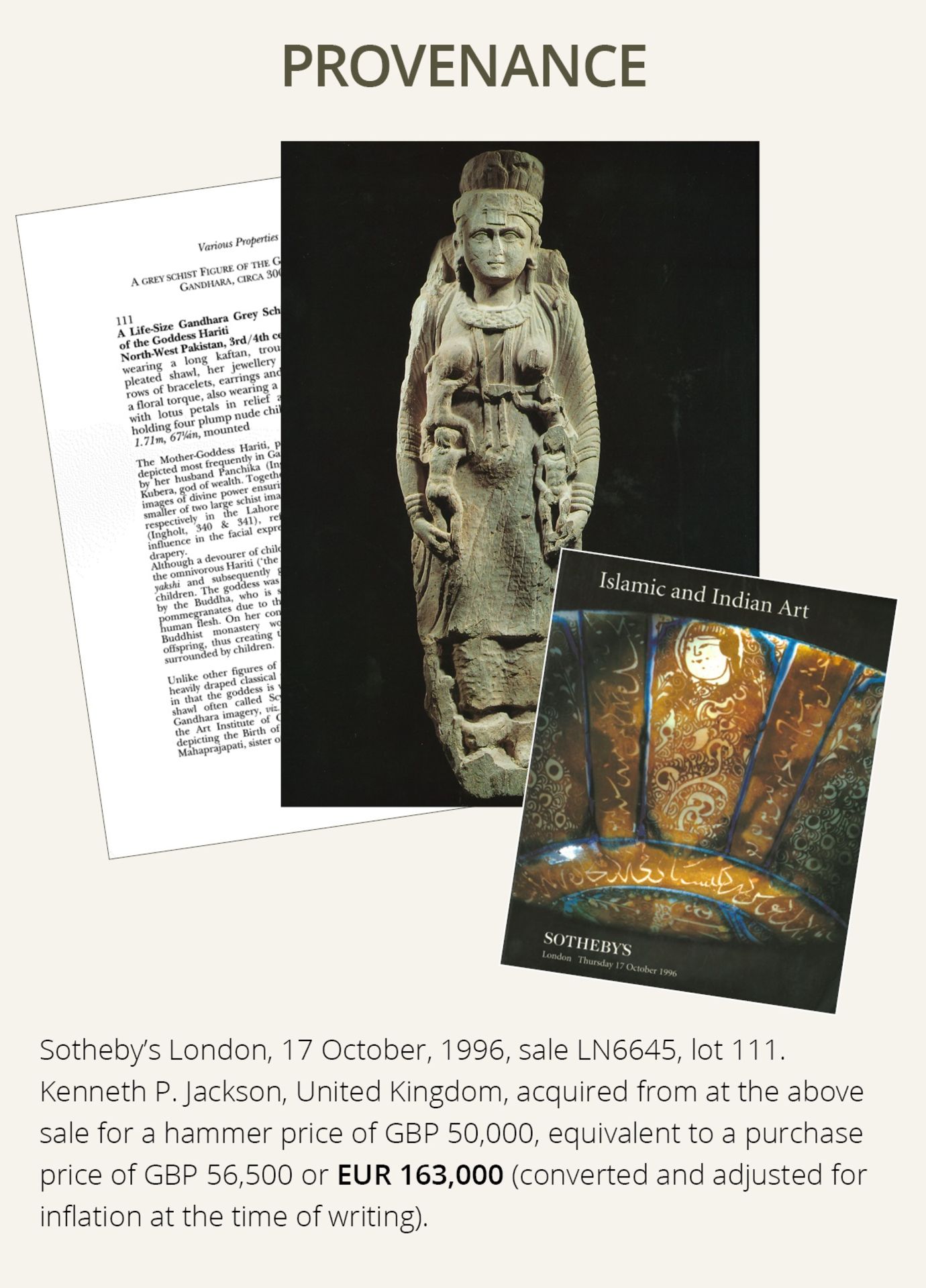 A MONUMENTAL SCHIST FIGURE OF THE GODDESS HARITI, ANCIENT REGION OF GANDHARA - Image 4 of 13