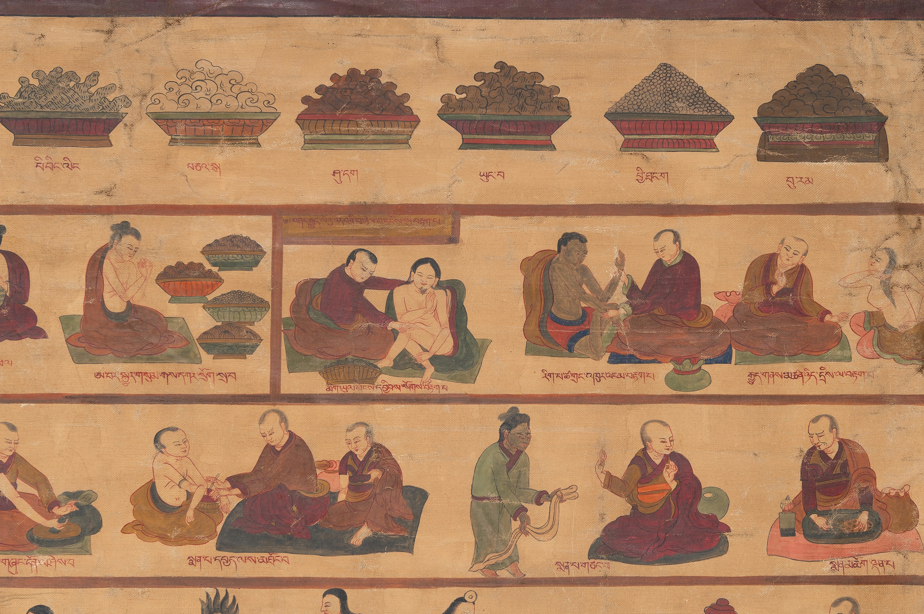 A TIBETAN PAINTING ILLLUSTRATING THE MEDICAL TREATISE THE BLUE BERYL, CHAPTERS 23-28 - Image 6 of 12