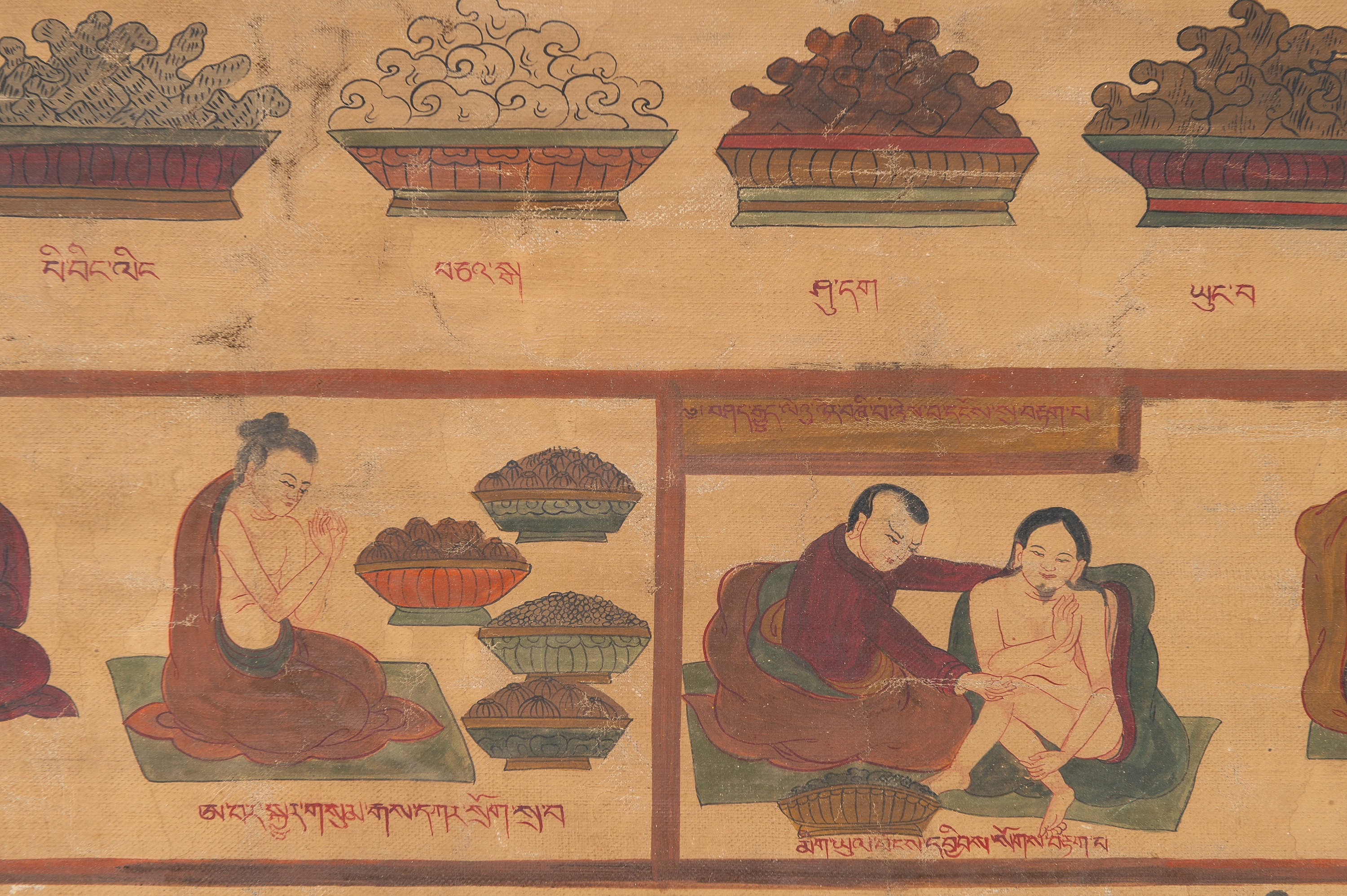 A TIBETAN PAINTING ILLLUSTRATING THE MEDICAL TREATISE THE BLUE BERYL, CHAPTERS 23-28 - Image 8 of 12