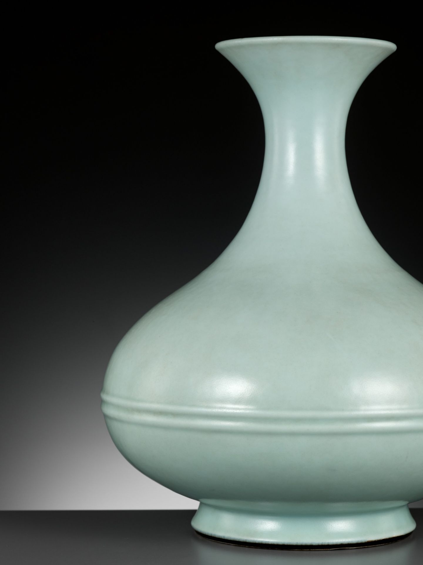 A CELADON-GLAZED PEAR-SHAPED VASE, YONGZHENG MARK AND OF THE PERIOD