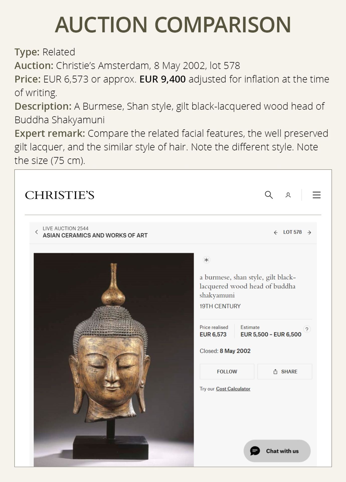 A LARGE GILT DRY LACQUER HEAD OF BUDDHA, SHAN STYLE, BURMA, 19TH CENTURY - Image 4 of 10