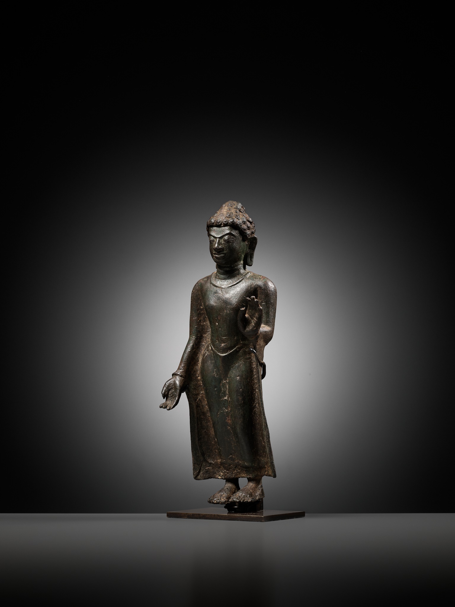 A BRONZE FIGURE OF BUDDHA, MON DVARAVATI PERIOD - Image 3 of 8