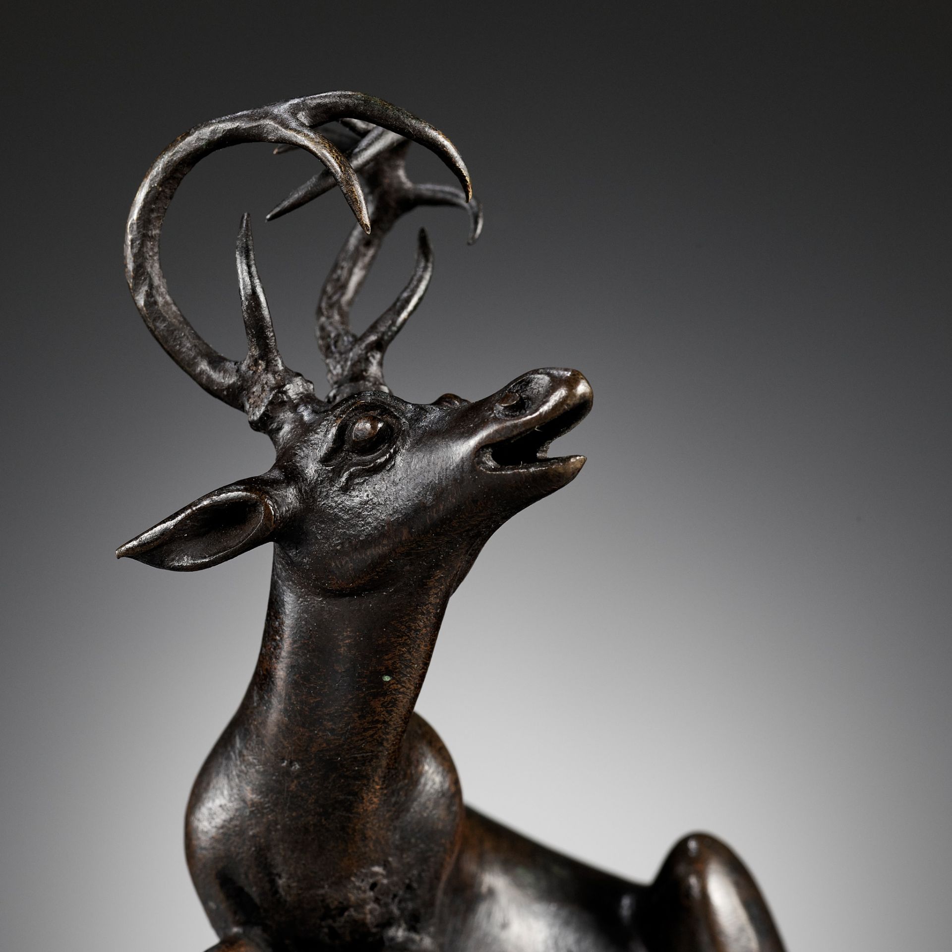 A BRONZE 'DEER' WATERDROPPER, LATE MING TO EARLY QING DYNASTY