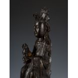 A BRONZE FIGURE OF SONGZI GUANYIN AND CHILD, MING DYNASTY