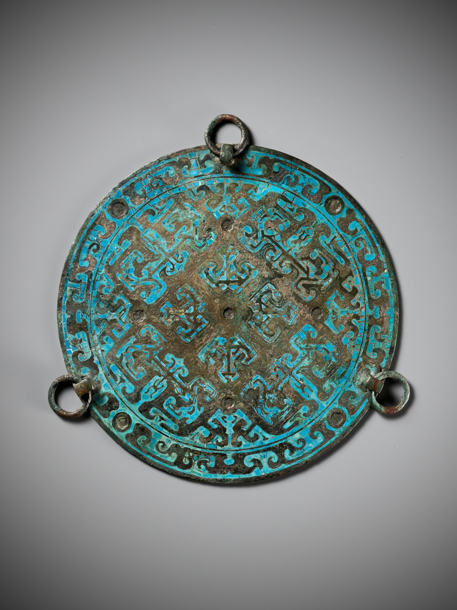 A RARE TURQUOISE-INLAID BRONZE MIRROR, WARRING STATES PERIOD - Image 13 of 13