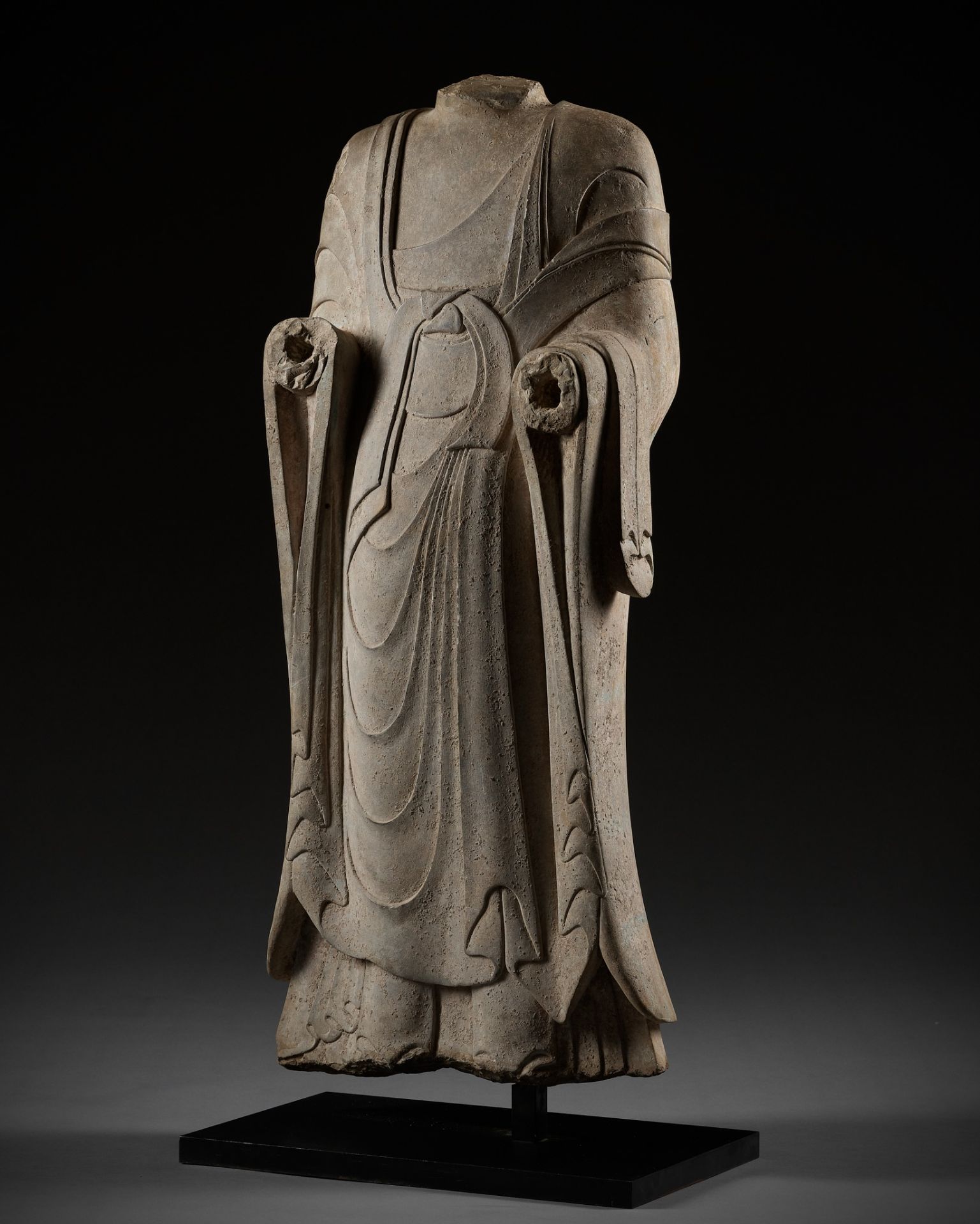 A LARGE AND HIGHLY IMPORTANT WHITE MARBLE TORSO OF BUDDHA, NOTHERN QI DYNASTY