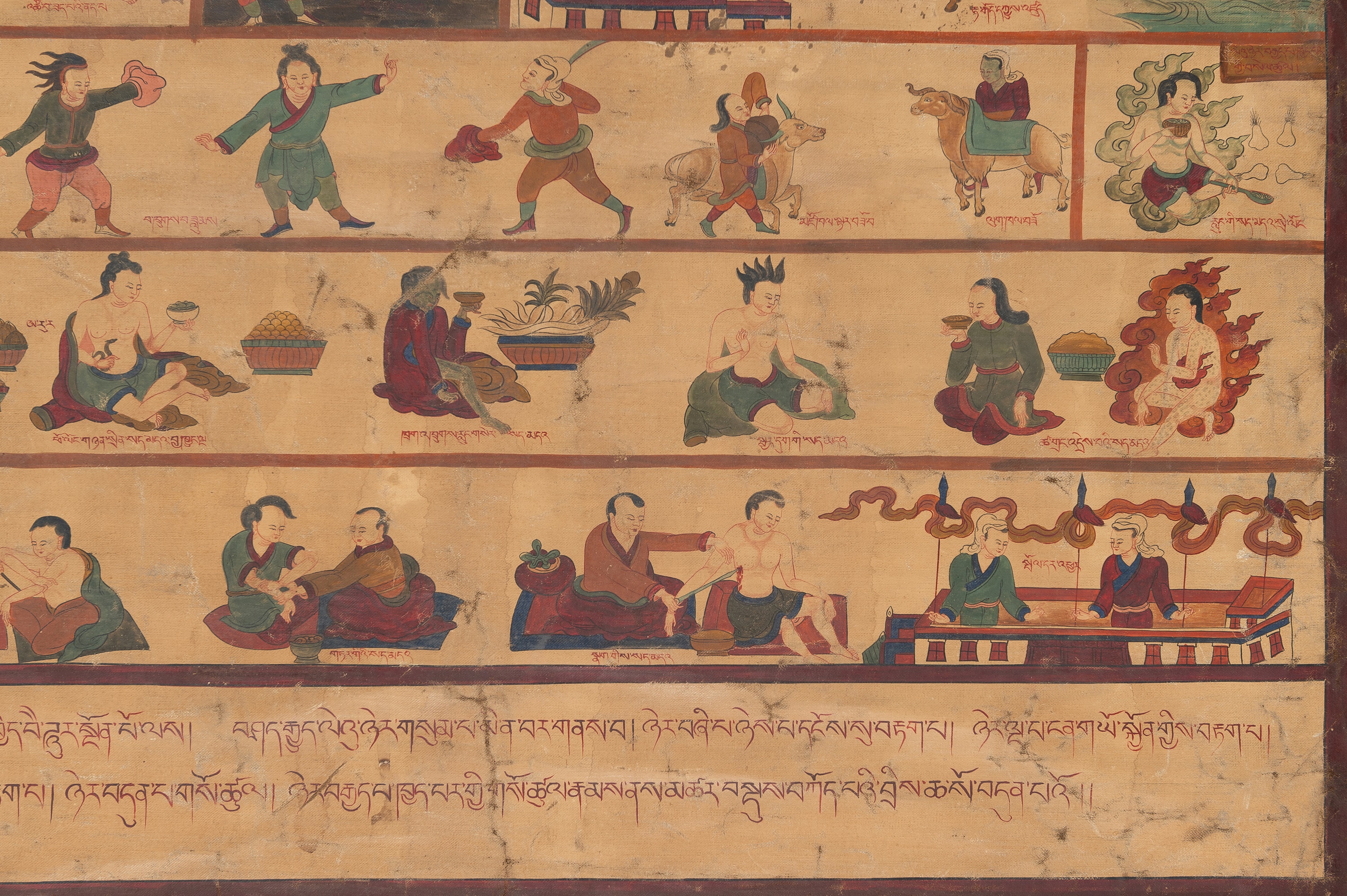 A TIBETAN PAINTING ILLLUSTRATING THE MEDICAL TREATISE THE BLUE BERYL, CHAPTERS 23-28 - Image 11 of 12