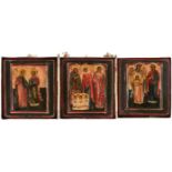 HEILIGE, russisches Triptychon, 19./20. Jh.