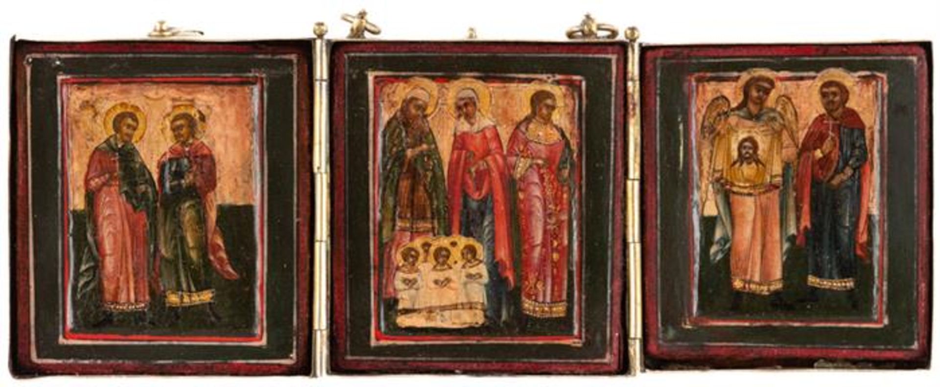 HEILIGE, russisches Triptychon, 19./20. Jh.