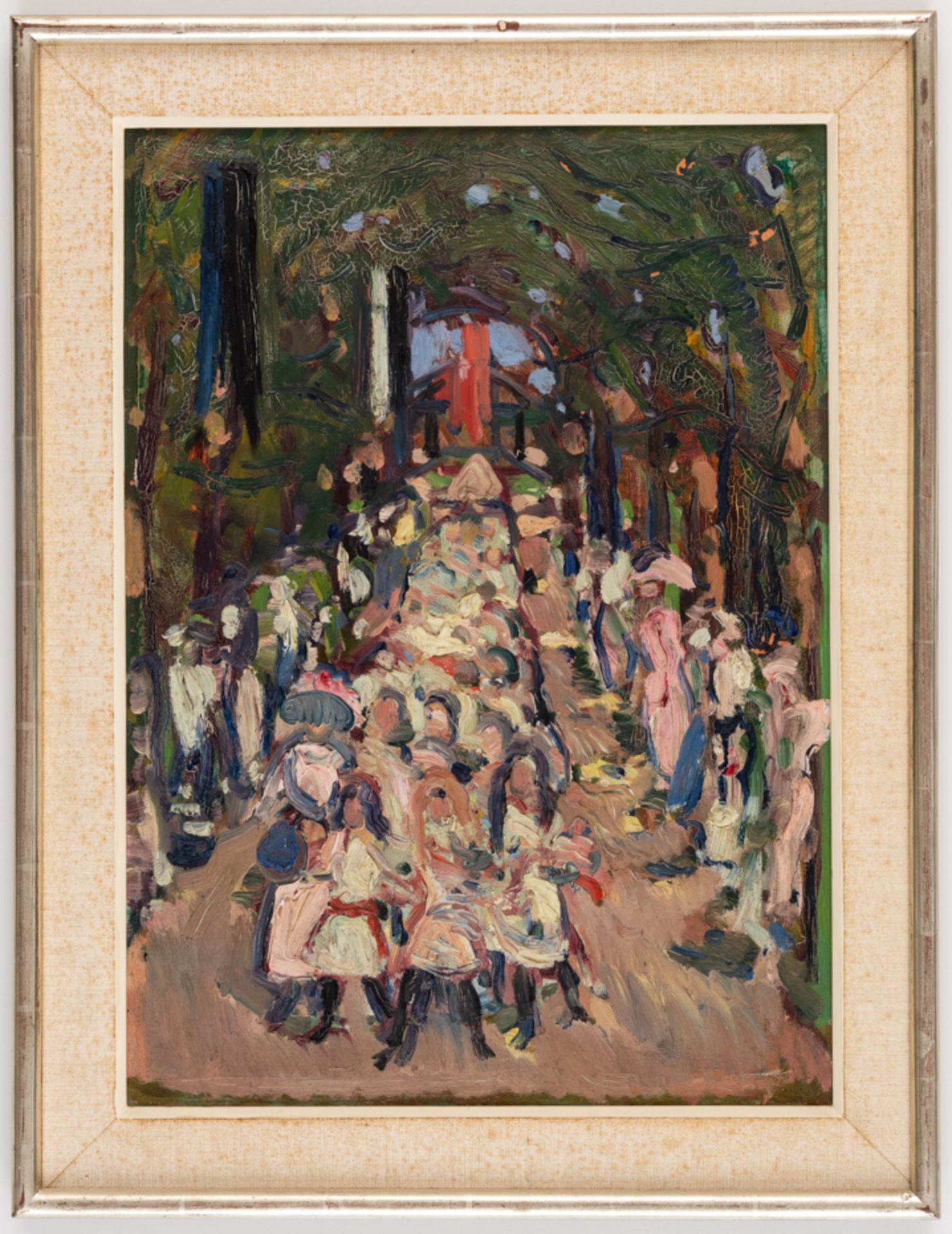 Otto WYLER (1887-1965), zugeschrieben, Studie zum Kinderfestzug, Öl auf Karton, verso bezeichnet un - Bild 2 aus 3