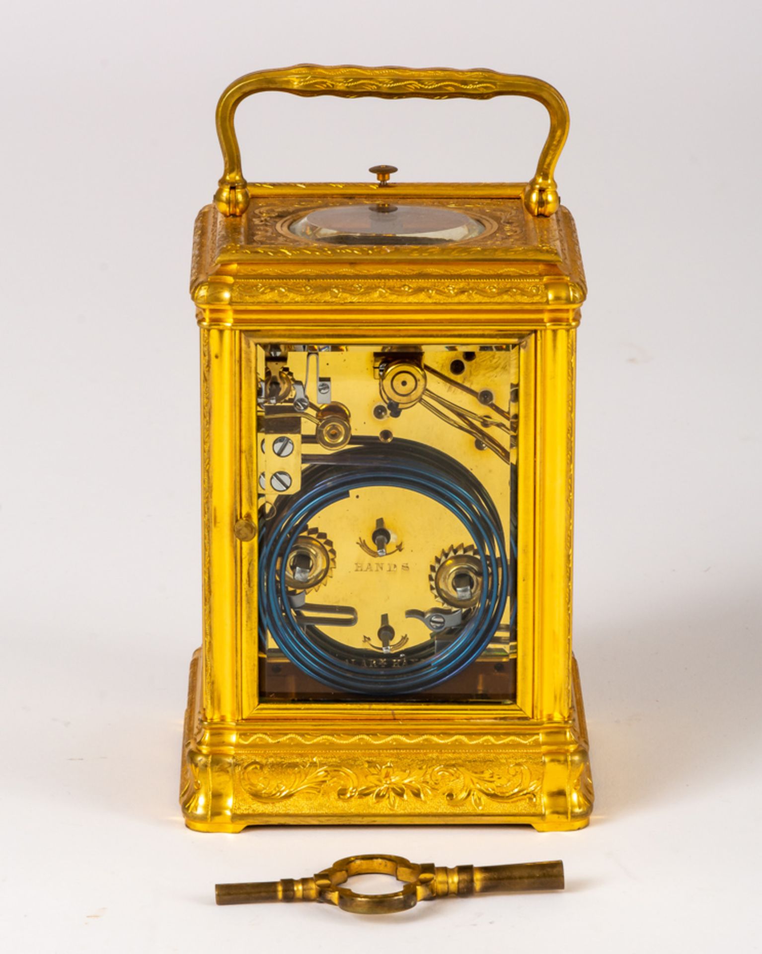 A RARE "GRANDE SONNERIE" CARRIAGE PENDULUM CLOCK MADE FOR THE RUSSIAN MARKET BY H.MOSER ET CO. - Image 2 of 4