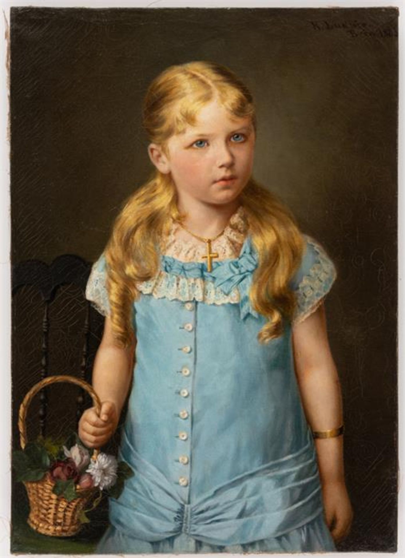 Katie LUDWIG-KUNZ (1853), Portrait eines Mädchens, Öl auf Leinwand, signiert und datiert "Bern 1883"