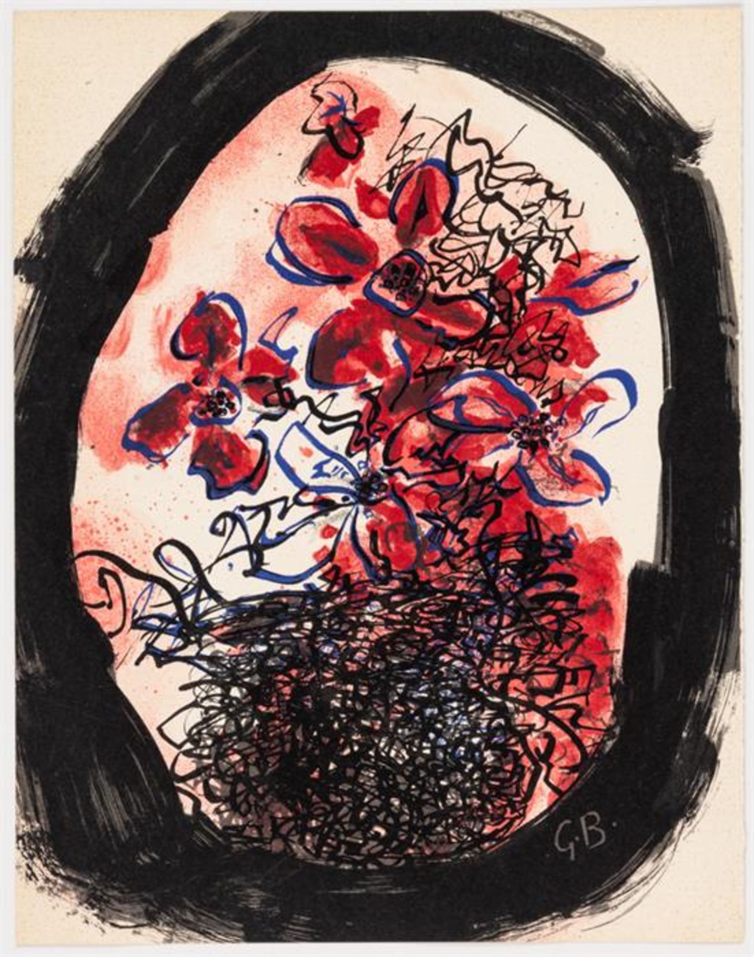 Georges BRAQUE (1882-1963), Bouquet de fleurs, Lithographie, 1963