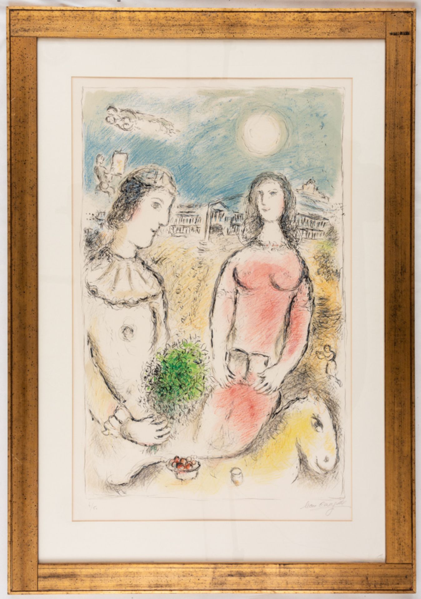 Marc CHAGALL (1887-1985), Le couple au crépuscule, sehr grosse Farblithographie, signiert - Bild 3 aus 3
