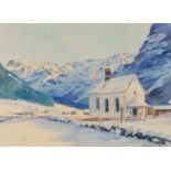 Walter EGGIMANN (1903-c.1940), Winter-Landschaft mit Kirche, Aquarell auf Papier, signiert