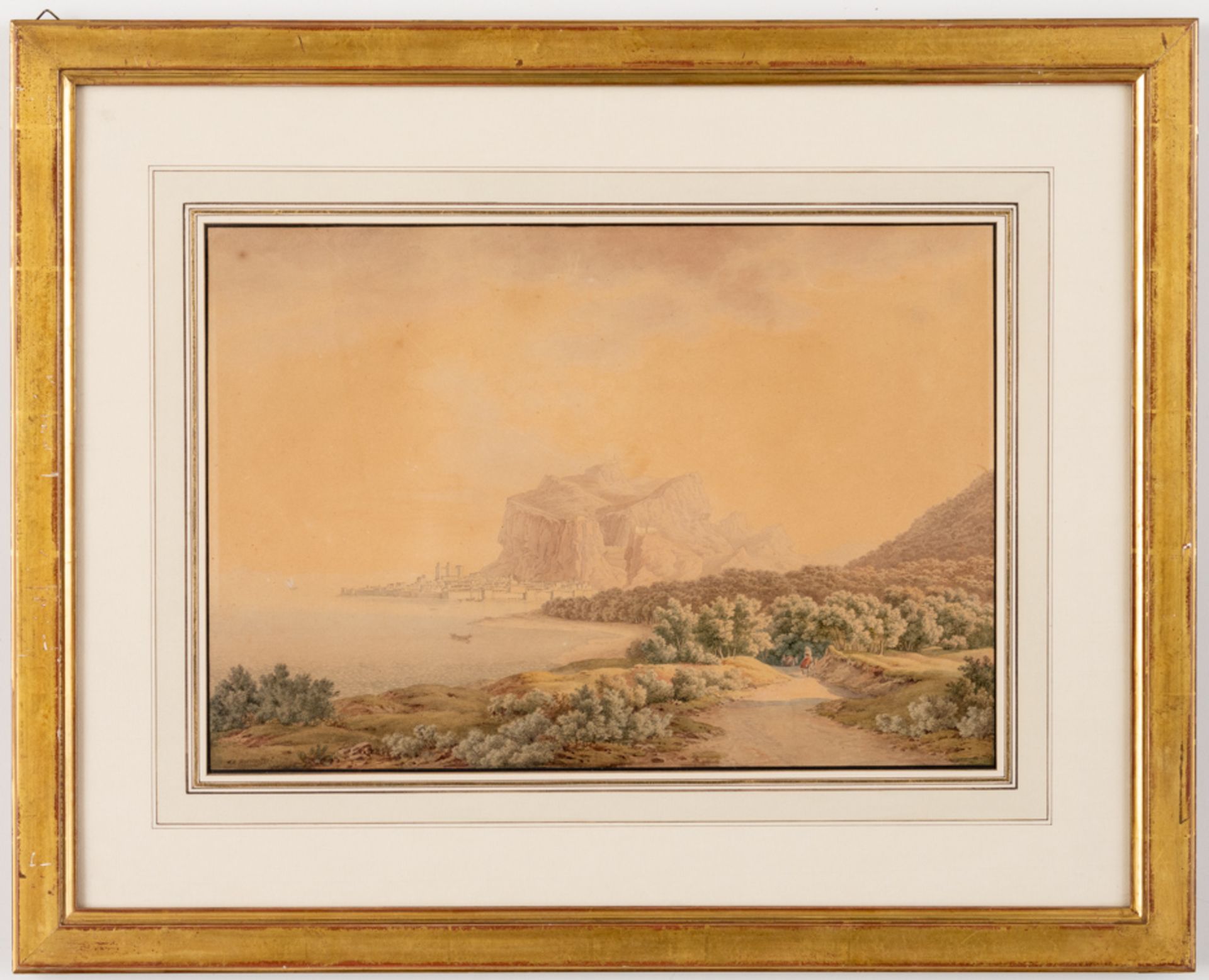 Friedrich Wilhelm MORITZ (1783-1855), Blick auf Cefalu, Aquarell, signiert und datiert 1821 - Bild 2 aus 2