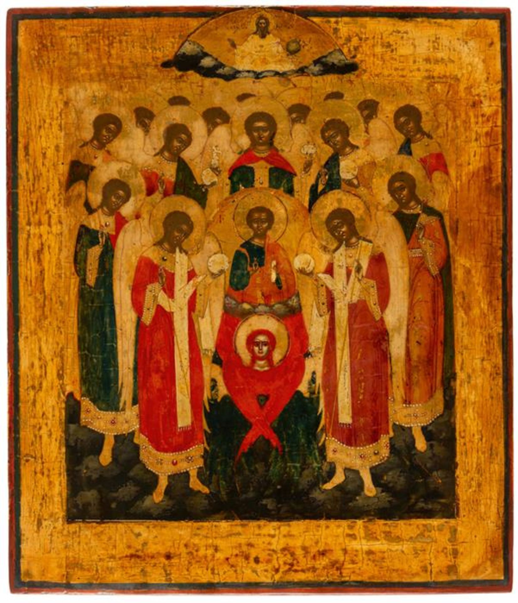 RUSSIAN ICON SHOWING THE SYNAXIS OF THE ARCHANGEL MICHAEL