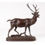 Antoine Louis BARYE (1796-1875), Cerf bramant, Bronze, signiert