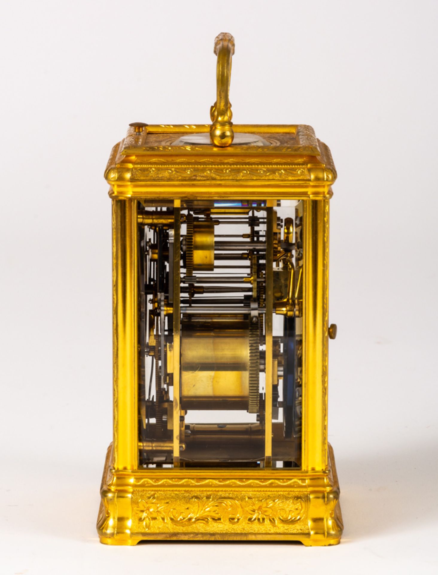 A RARE "GRANDE SONNERIE" CARRIAGE PENDULUM CLOCK MADE FOR THE RUSSIAN MARKET BY H.MOSER ET CO. - Image 3 of 4