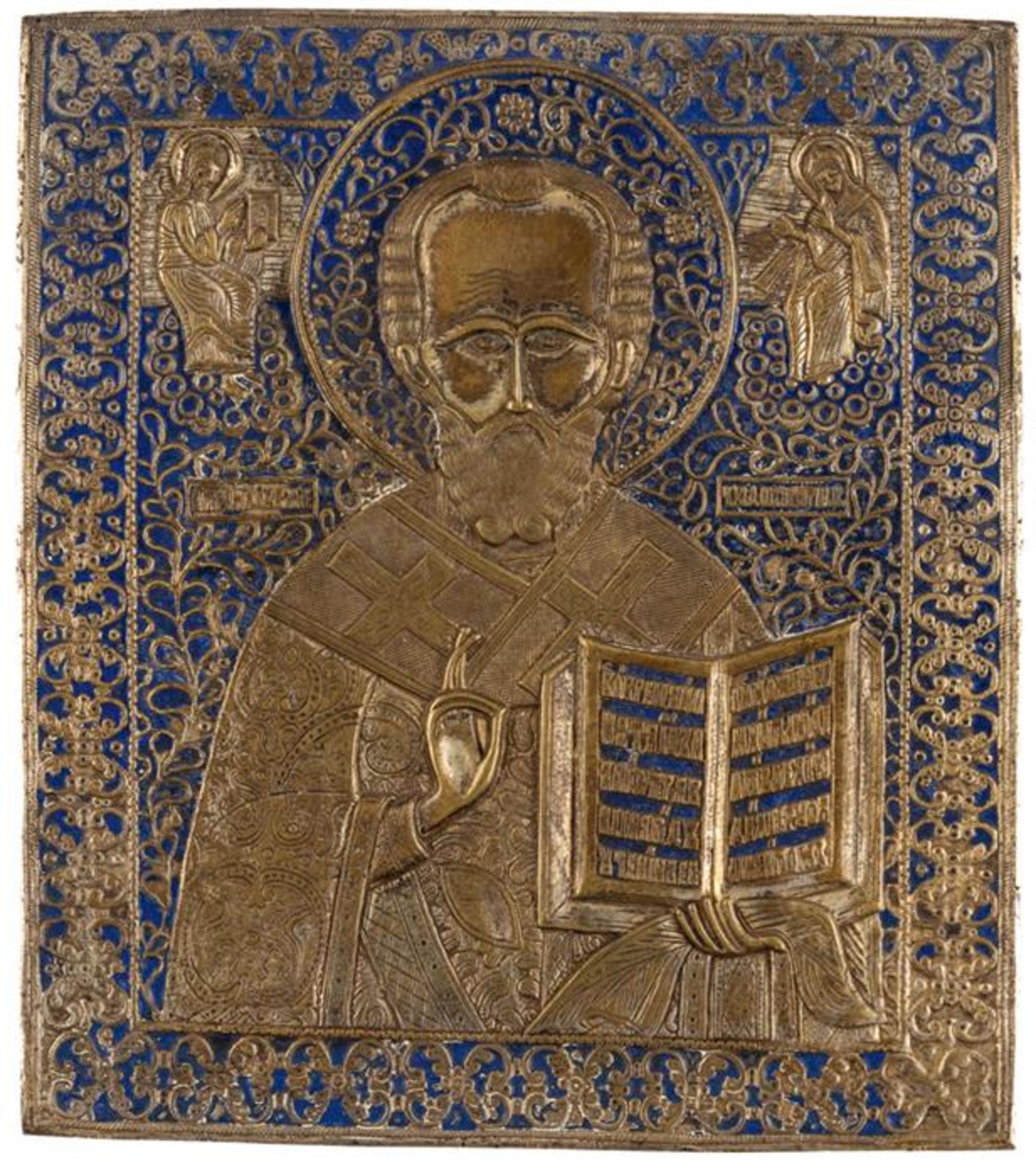 HL. NIKOLAUS, grosse russische Bronze-Ikone, 19. Jh.