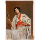 Édouard CASTRES (1838-1902), Junge Frau im Kimono, Öl auf Leinwand, monogrammiert