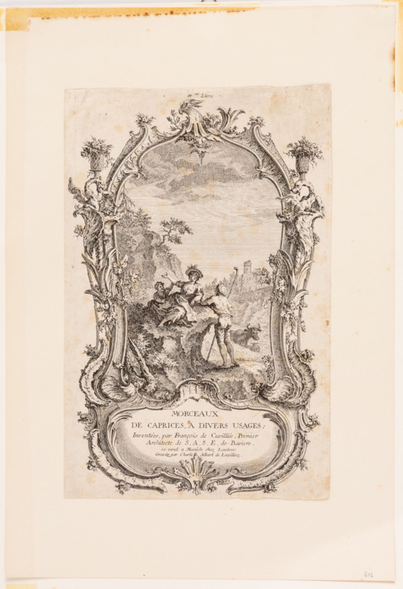 Jean François DE CUVILLIÉS (1695-1768), Original-Kupferstich, 18. Jh. - Bild 3 aus 3