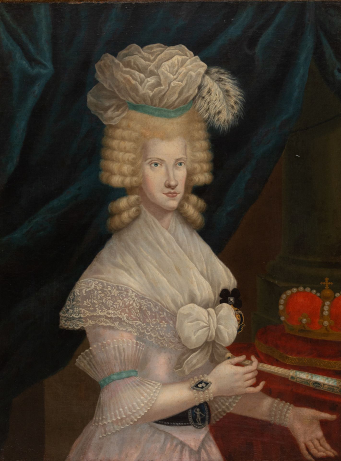 UNBEKANNTER MALER, Portrait einer Fürstin, Öl auf Leinwand, 18. Jh. - Bild 2 aus 3