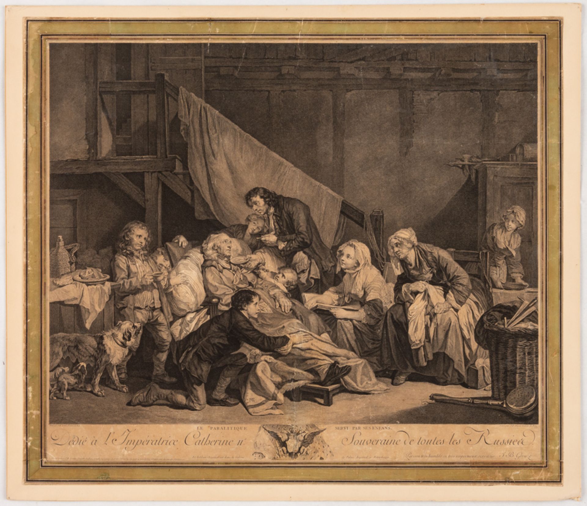 Jean-Baptiste GREUZE (1725-1805), Le paralytique, Kupferstich, 1767 - Bild 2 aus 2