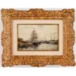 Stanislas LÉPINE (1835-1892), Segelschiffe im Hafen, Öl auf Holz, signiert