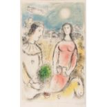 Marc CHAGALL (1887-1985), Le couple au crépuscule, sehr grosse Farblithographie, signiert