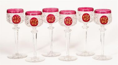 SET OF 6 RUSSIAN CRYSTAL GLASSES WITH MONOGRAM