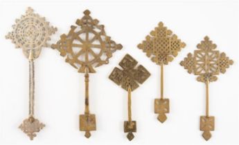 FIVE COPTIC BENEDICTION CROSSES