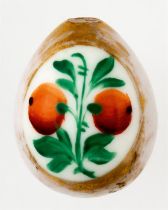 VERY SMALL RUSSIAN PORCELAIN EASTER EGG WITH FRUITS