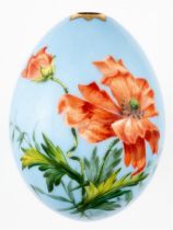 LARGE LIGHT BLUE RUSSIAN PORCELAIN EASTER EGG WITH FLOWERS
