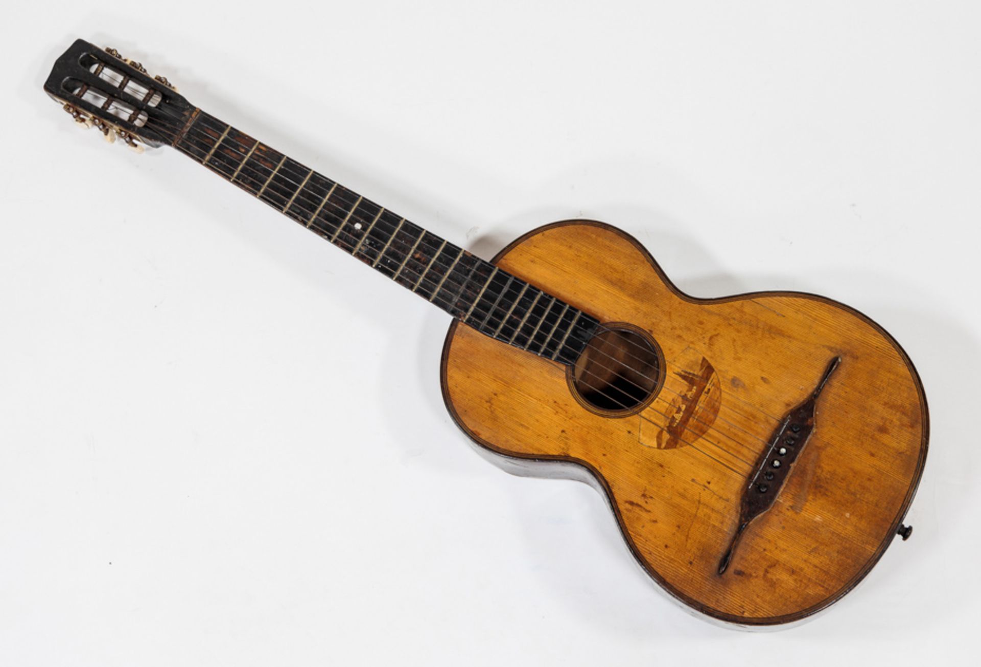 GUITAR WITH WOODEN INLAY SCENERY, GERMANY AROUND 1920