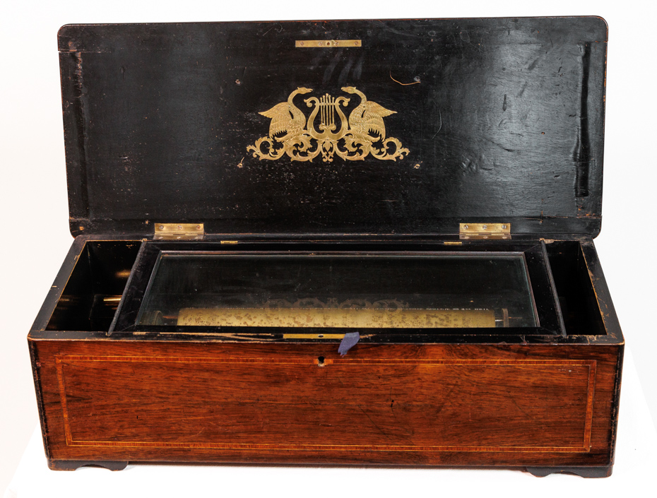 ROLLER MUSIC BOX POSSIBLY FORTE-PIANO, 19TH CENTURY.