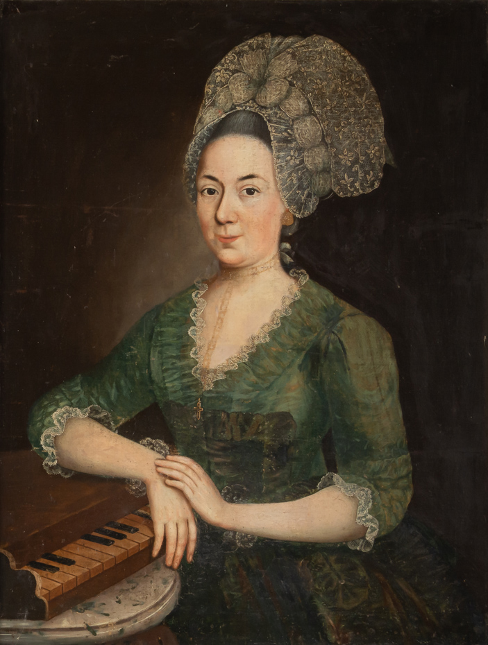 PORTRAITS OF A MUSICAL COUPLE - THE LADY AT THE CEMBALO - Image 3 of 4