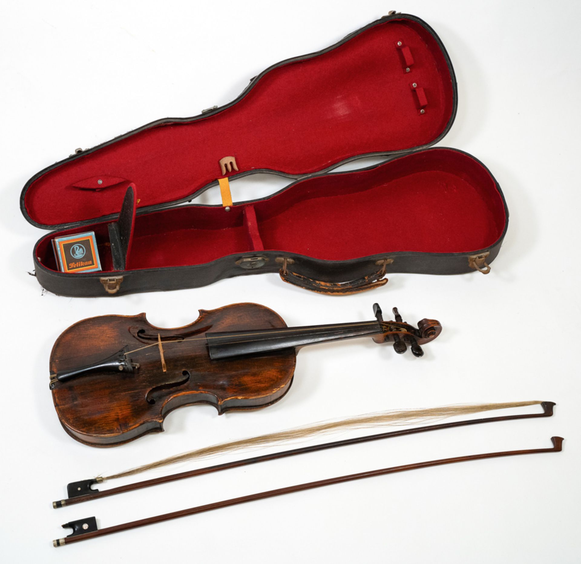 HISTORICAL VIOLIN WITH BOWS AND CASE - REPAIRED JOHANN MAHLKE BERLIN