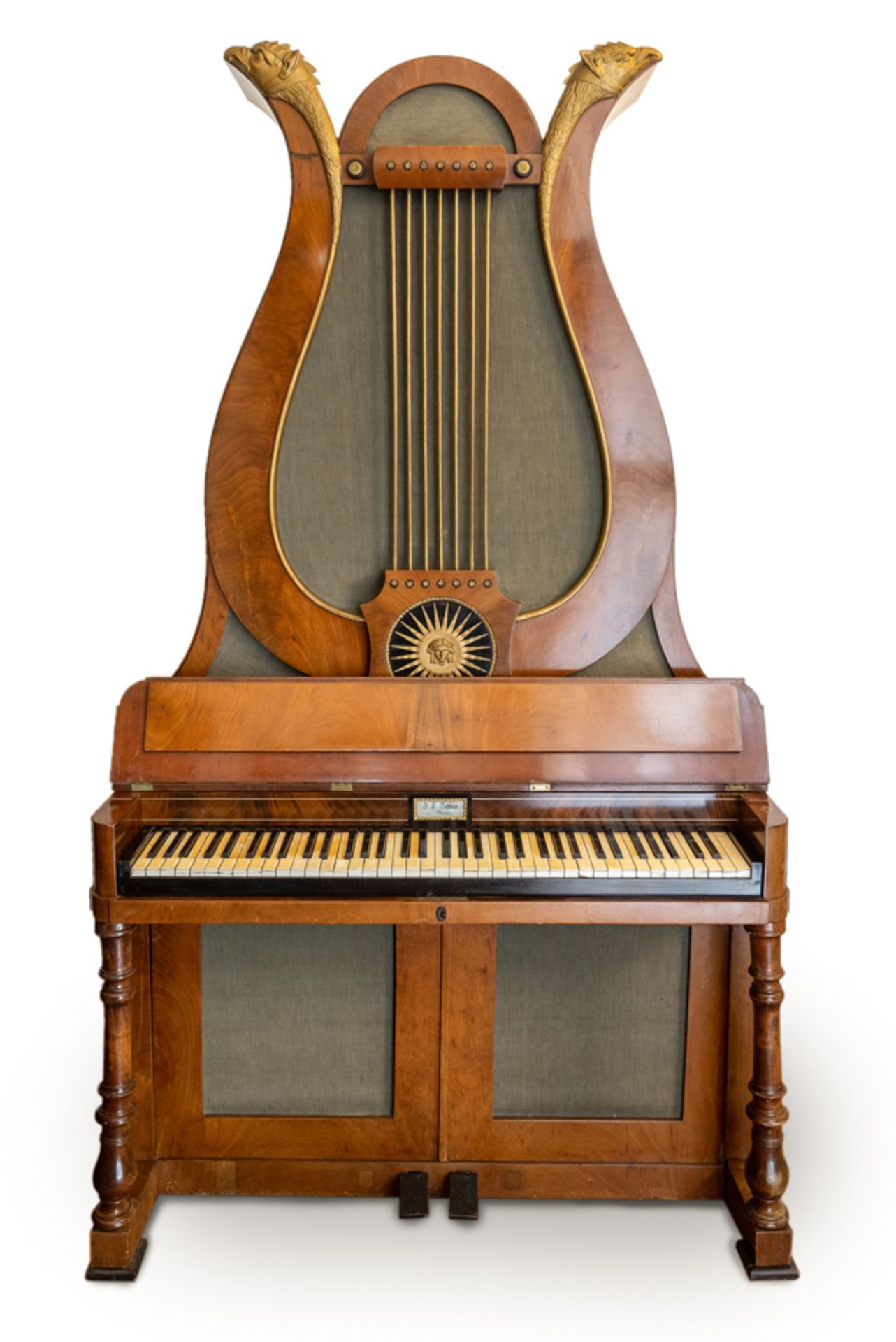 LYRE PIANO BY JOHANN CHRISTIAN SCHLEIP, BERLIN CIRCA 1840-1845