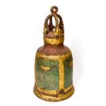 VERY LARGE TEMPLE BELL WITH FOUR DEVOTIONS IN ANJALI MUDRA