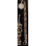 Tula silver pocket watch chain with gold plated links, pendant with soccer players