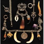 Charivari necklace, gradient, with various pendants, like Bavarian medal,
